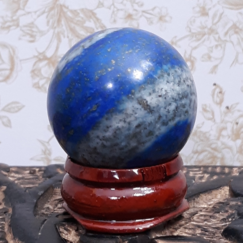 Lapis Lazuli Healing Crystal Ball Sphere Stone blue white gold